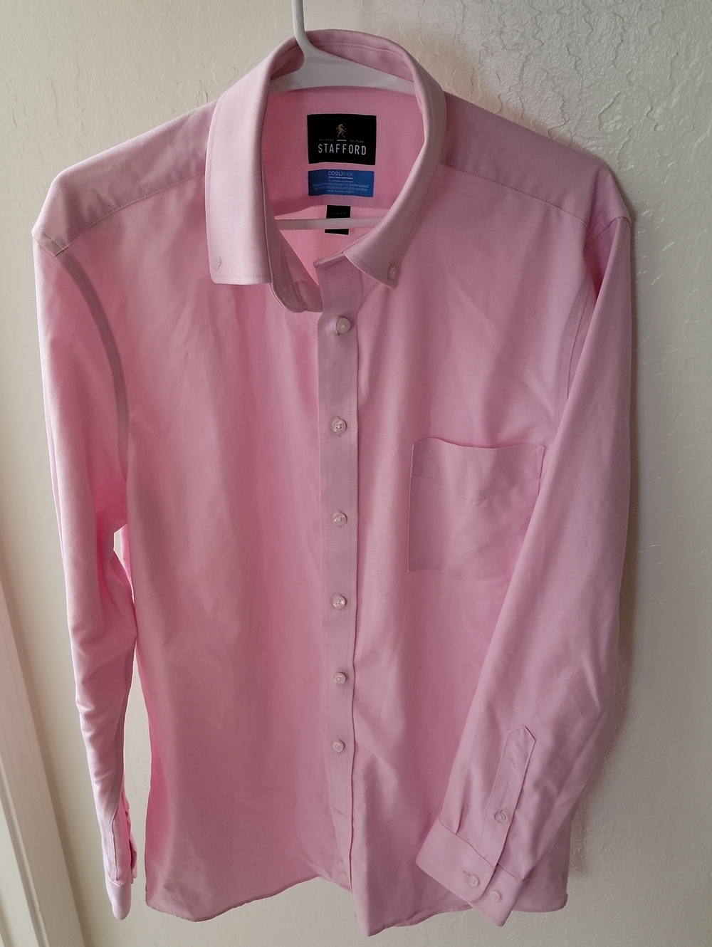 Stafford Men’s Light Pink Button-Down Dress Shirt